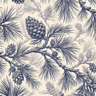 Pine Bough Christmas table runner print in navy on ivory