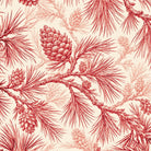 Pine Bough Christmas table runner print in red on ivory