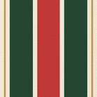 Close-up of the Signature Stripe Christmas napkin print in red, green and burgundy on cotton, showing broad stripes