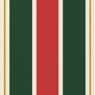 Close-up of the Signature Stripe Christmas table runner print in red, green and burgundy on cotton, showing broad stripes