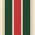 Close-up of the Signature Stripe Christmas tablecloth print in red, green and burgundy on cotton, showing broad stripes