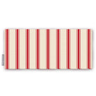 Ticking Stripe Christmas table runner in red on ivory, folded on white, showing fine ticking stripes