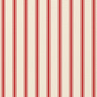 Close-up of the Ticking Stripe Christmas table runner print in red on ivory cotton, showing fine ticking stripes