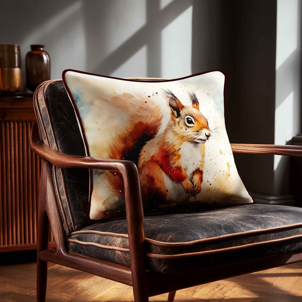 Red Squirrel | Sustainable Velvet Cushion - 40 x 40 cm Piped by Izabela Peters