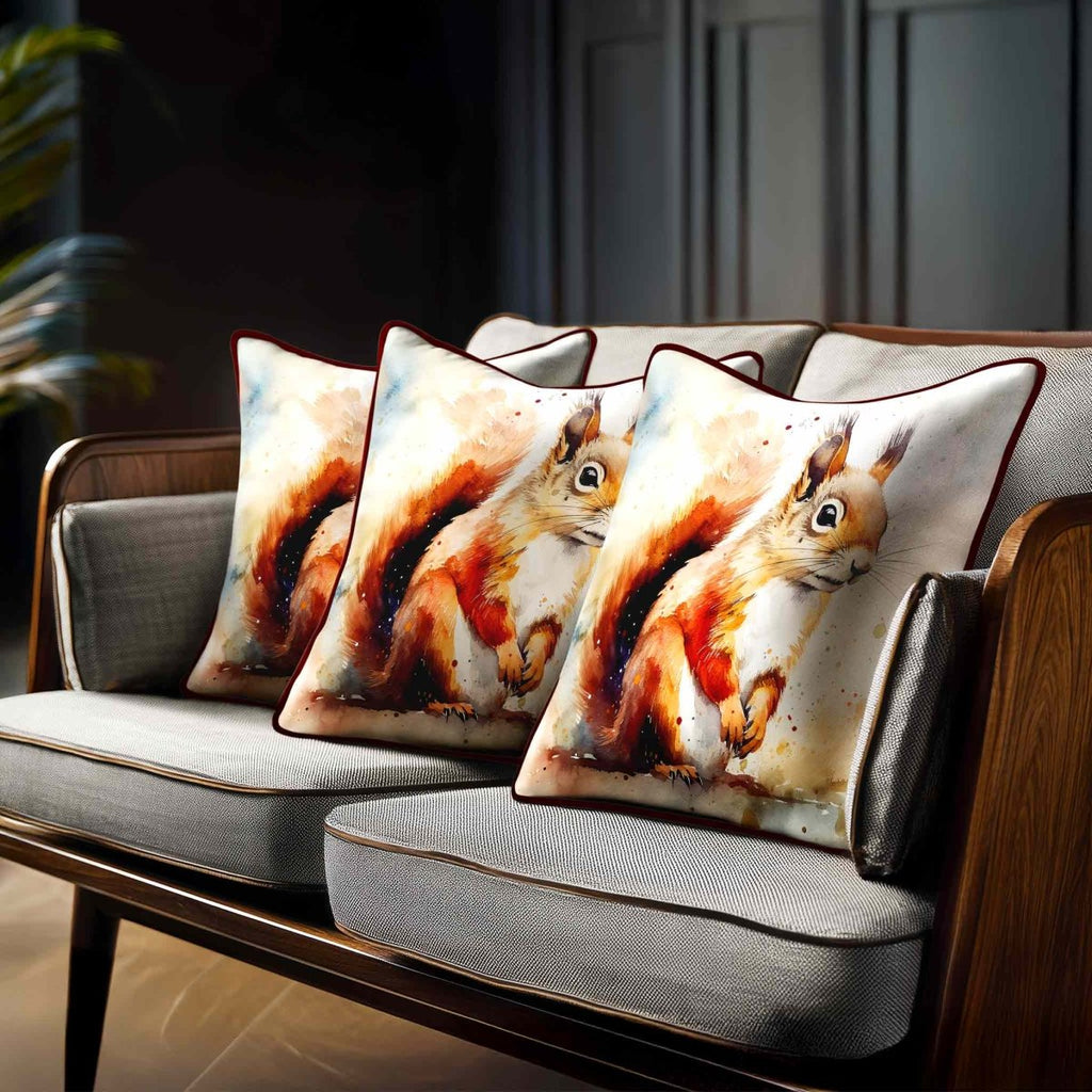 Red Squirrel | Sustainable Velvet Cushion - 40 x 40 cm Standard by Izabela Peters