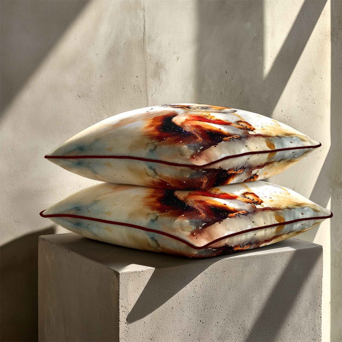 Red Squirrel | Sustainable Velvet Cushion - 40 x 40 cm Standard by Izabela Peters