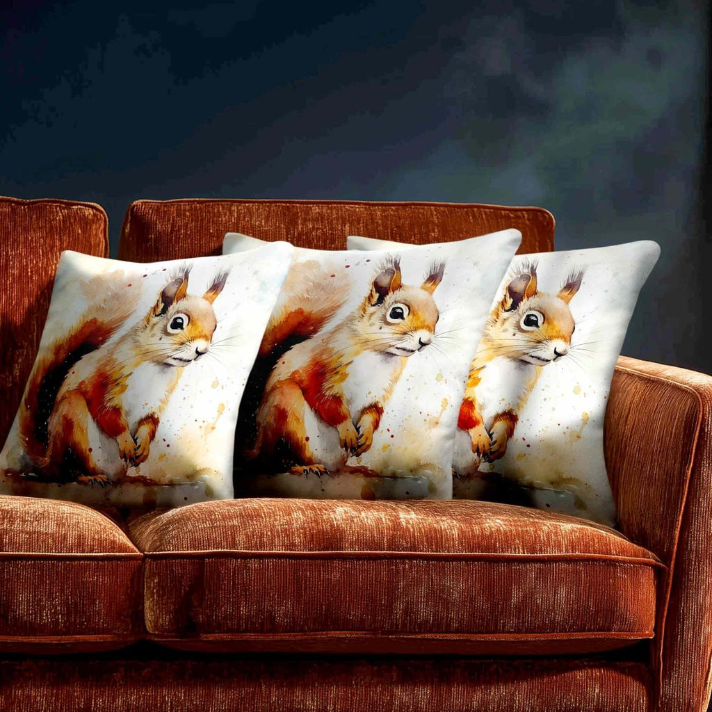 Red Squirrel | Sustainable Velvet Cushion - 40 x 40 cm Piped by Izabela Peters