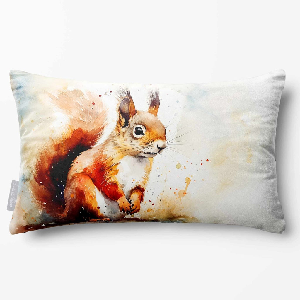 Red Squirrel | Sustainable Velvet Rectangle Cushion - 50 x 30 cm Standard by Izabela Peters