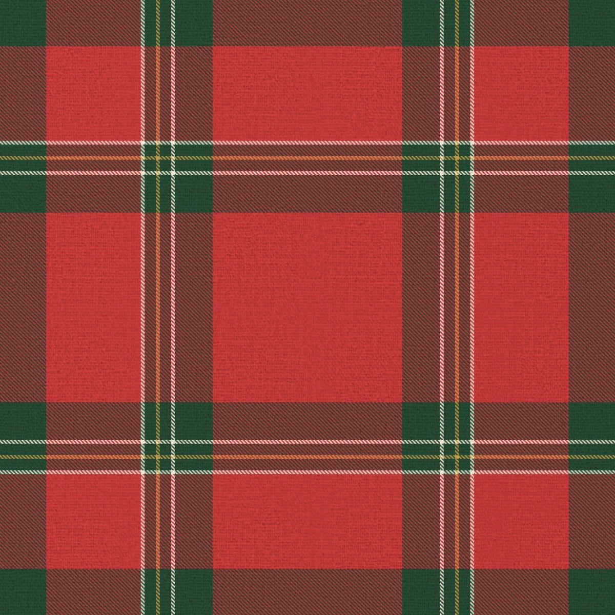 Close-up of the red Tartan Christmas napkin print on cotton, showing the tartan check