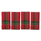 Red Tartan Christmas napkins, set of four, folded on white, showing the same tartan check