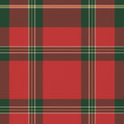 Close-up of the red Tartan Christmas table runner print on cotton, showing the tartan check