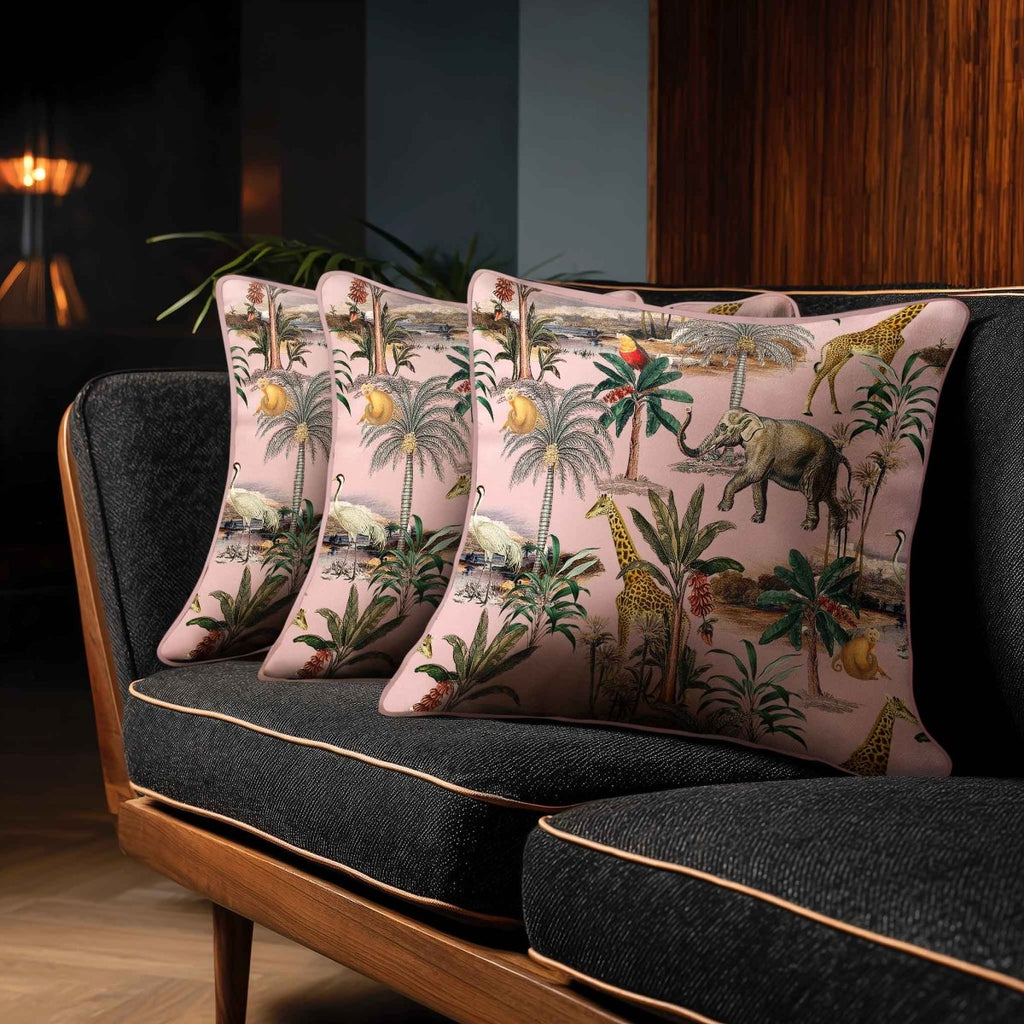 Safari Voyage | Sustainable Velvet Cushion - Rosewater 40 x 40 cm Standard by Izabela Peters