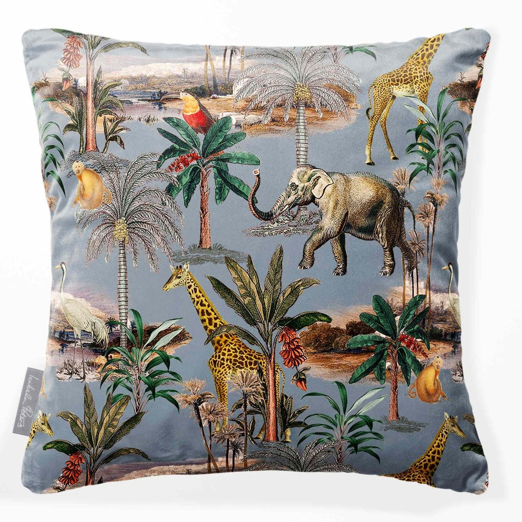 Safari Voyage | Sustainable Velvet Cushion - French Grey 40 x 40 cm Smooth by Izabela Peters