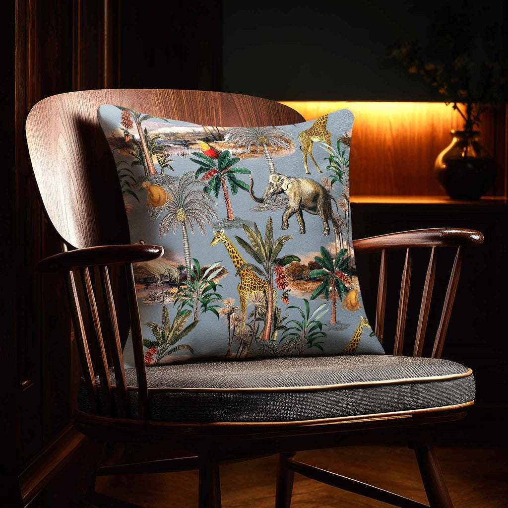 Safari Voyage | Sustainable Velvet Cushion - French Grey 40 x 40 cm Standard by Izabela Peters