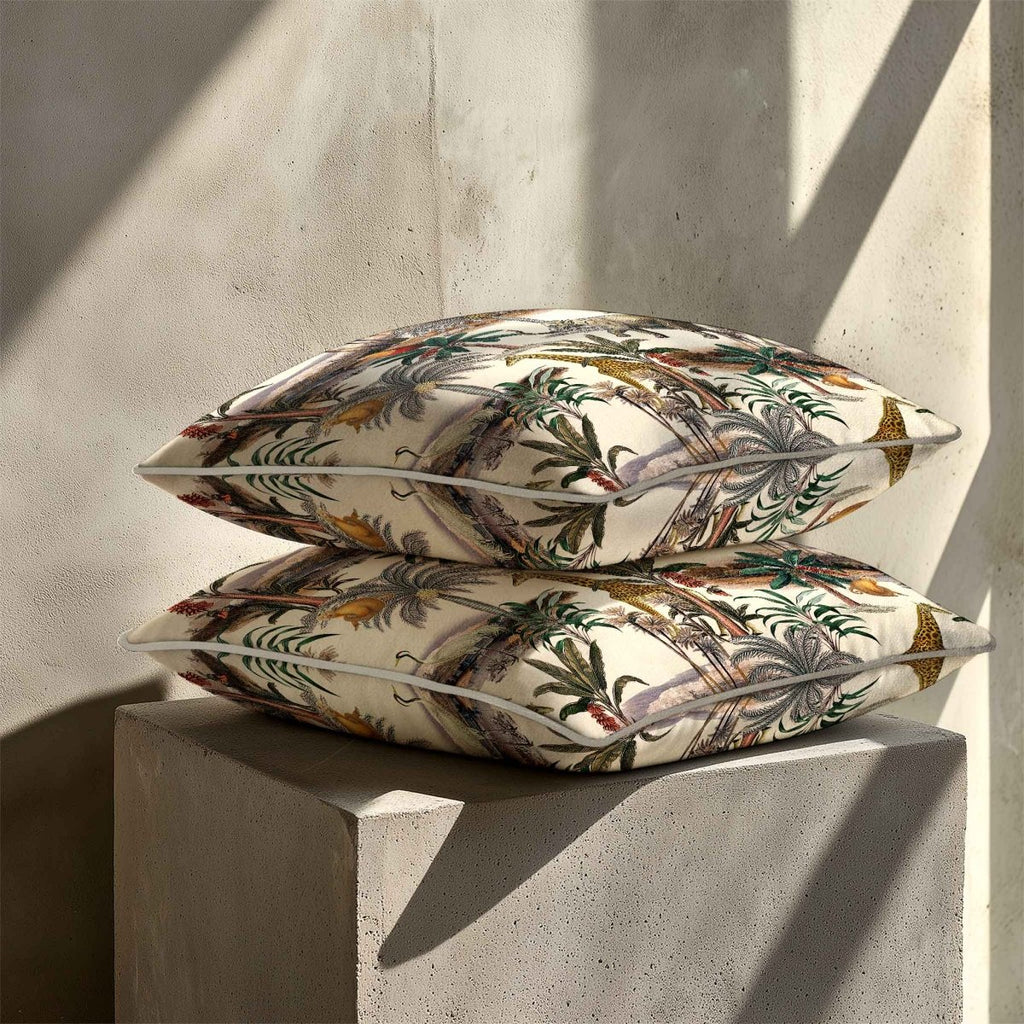 Safari Voyage | Sustainable Velvet Cushion - Ivory Cream 40 x 40 cm Standard by Izabela Peters