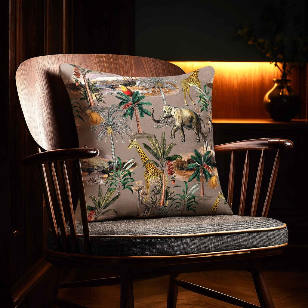 Safari Voyage | Sustainable Velvet Cushion - Dovedale Stone 40 x 40 cm Standard by Izabela Peters