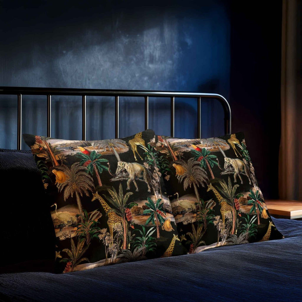 Safari Voyage | Sustainable Velvet Cushion - Charcoal 40 x 40 cm Standard by Izabela Peters