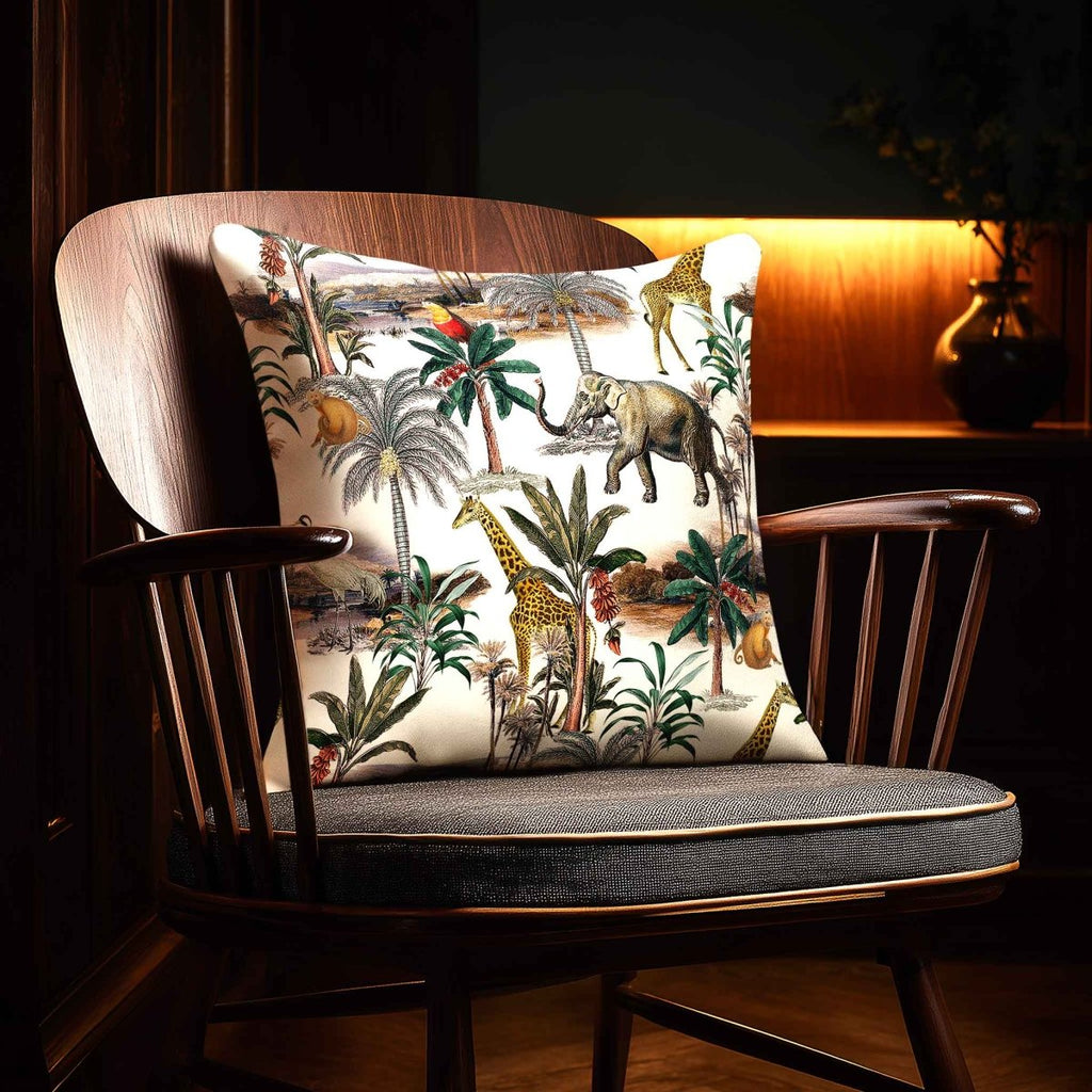 Safari Voyage | Sustainable Velvet Cushion - Ivory Cream 40 x 40 cm Standard by Izabela Peters