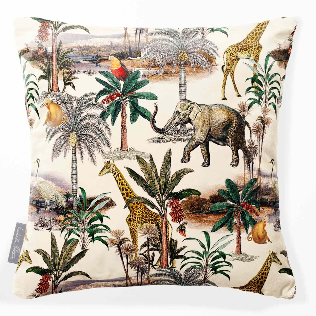 Safari Voyage | Sustainable Velvet Cushion - Ivory Cream 40 x 40 cm Smooth by Izabela Peters