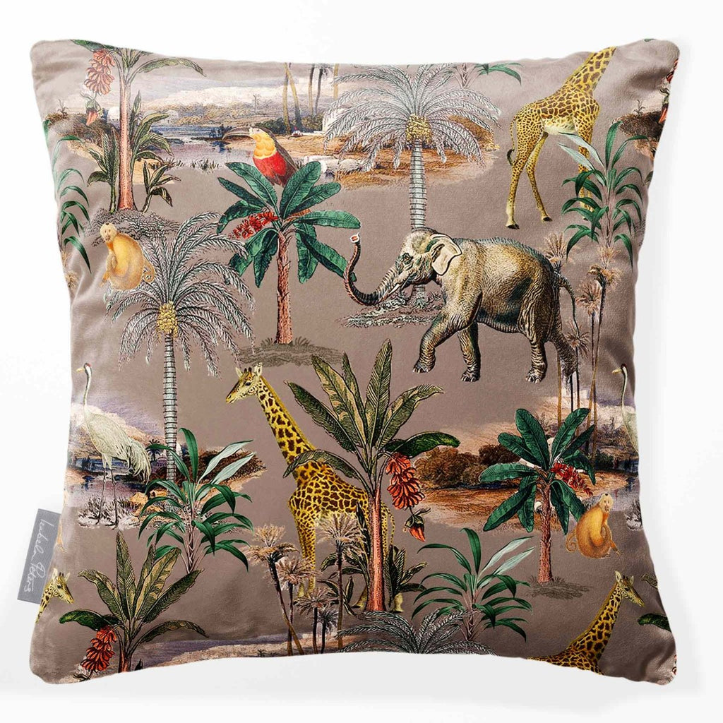 Safari Voyage | Sustainable Velvet Cushion - Dovedale Stone 40 x 40 cm Smooth by Izabela Peters