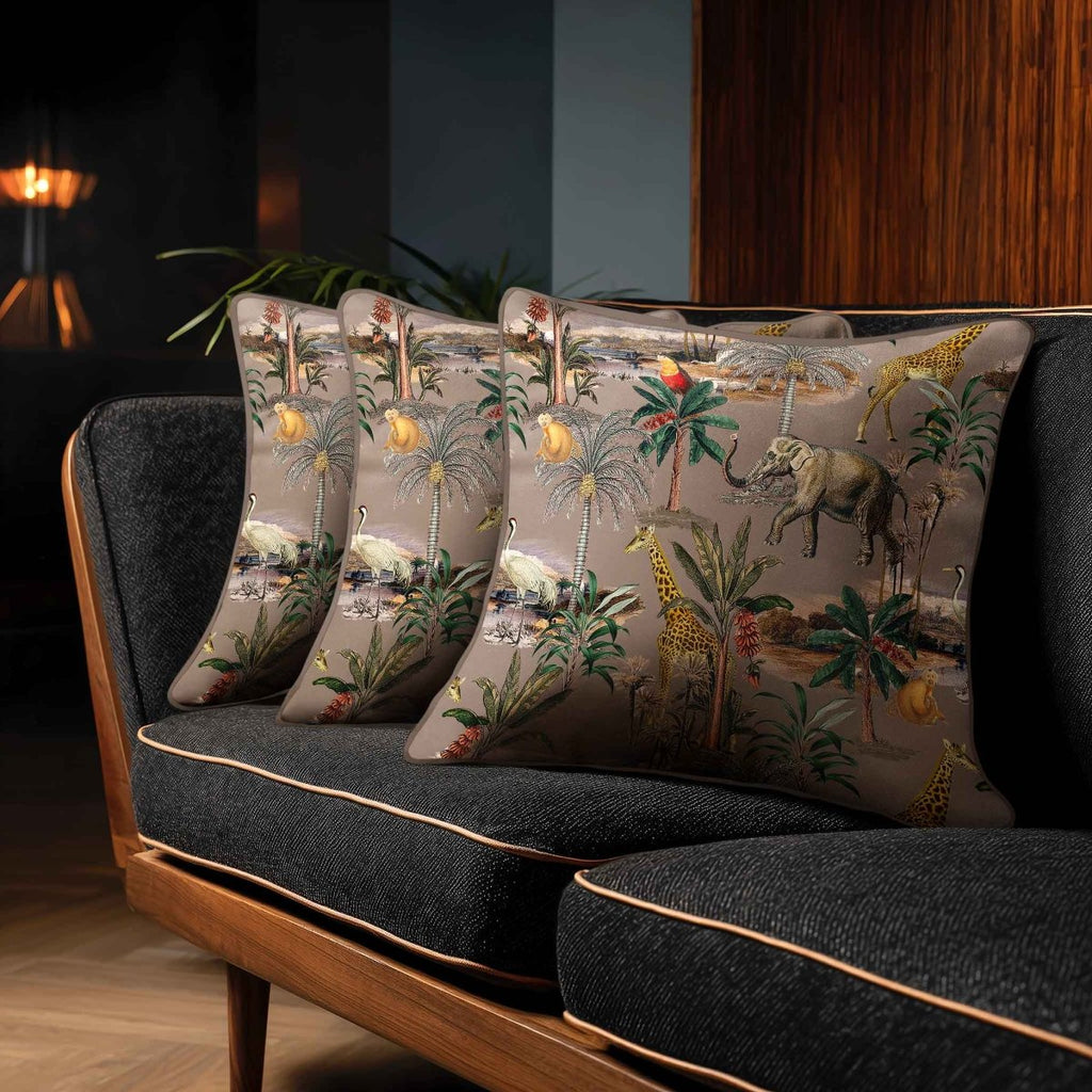 Safari Voyage | Sustainable Velvet Cushion - Dovedale Stone 40 x 40 cm Standard by Izabela Peters