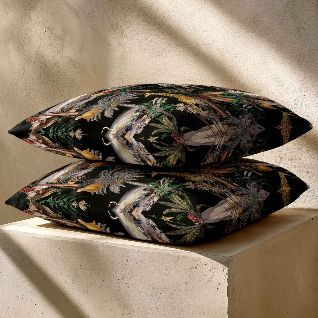 Safari Voyage | Sustainable Velvet Cushion - Charcoal 40 x 40 cm Standard by Izabela Peters