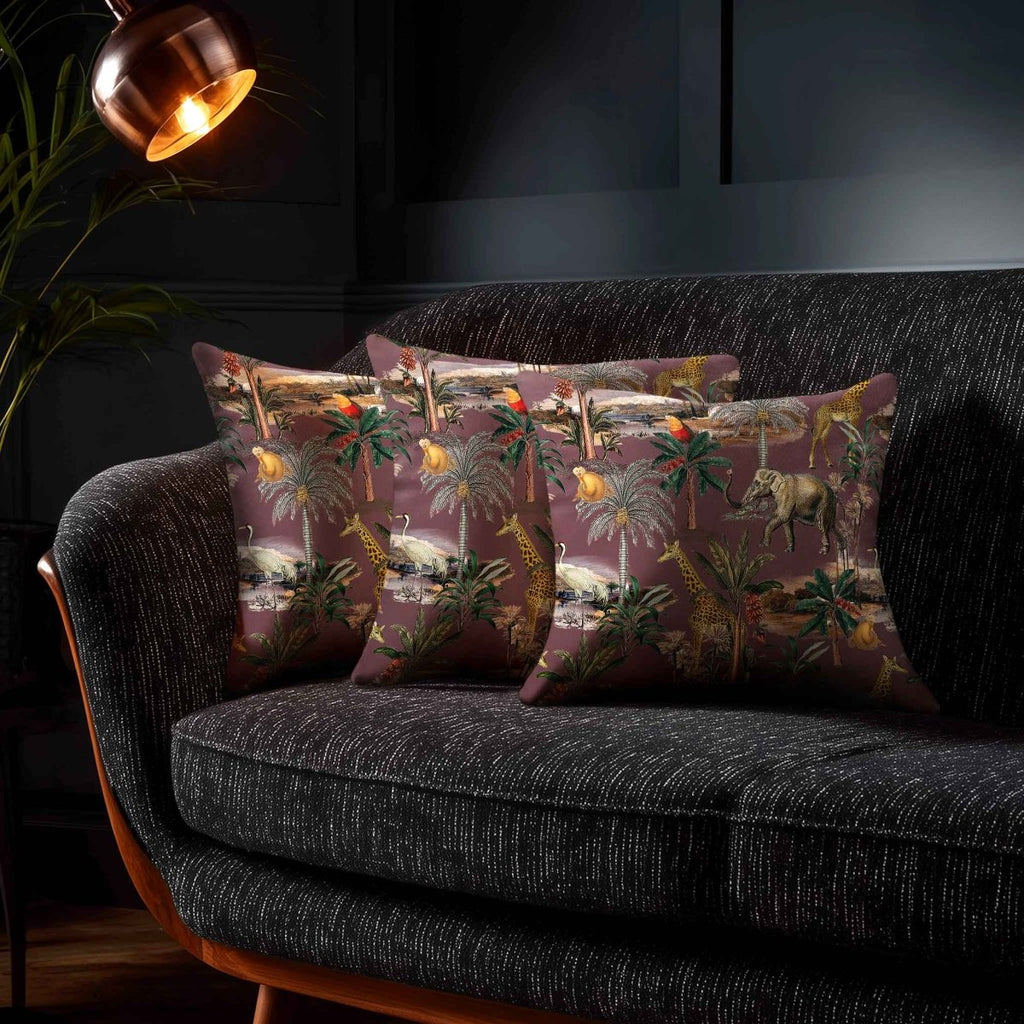 Safari Voyage | Sustainable Velvet Cushion - Italian Grape 40 x 40 cm Standard by Izabela Peters