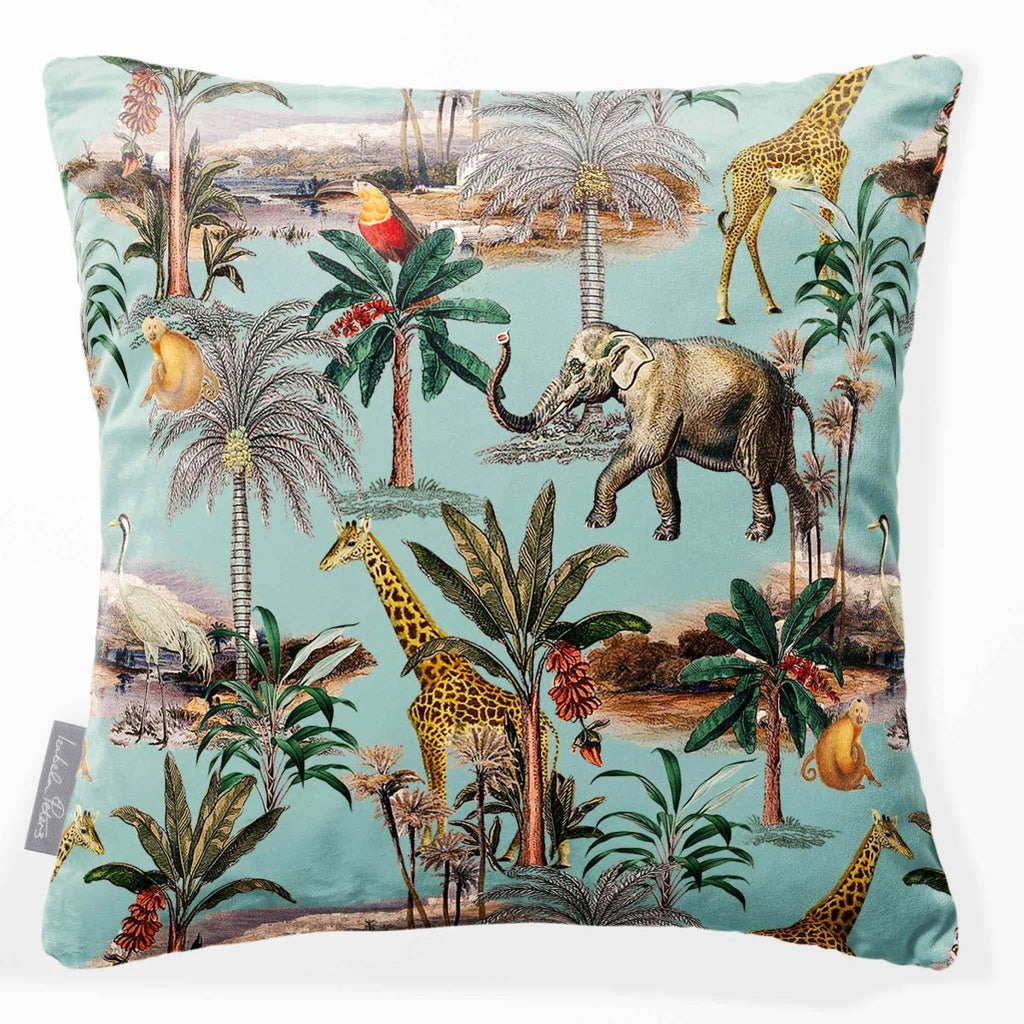 Safari Voyage | Sustainable Velvet Cushion - Blue Surf 40 x 40 cm Smooth by Izabela Peters