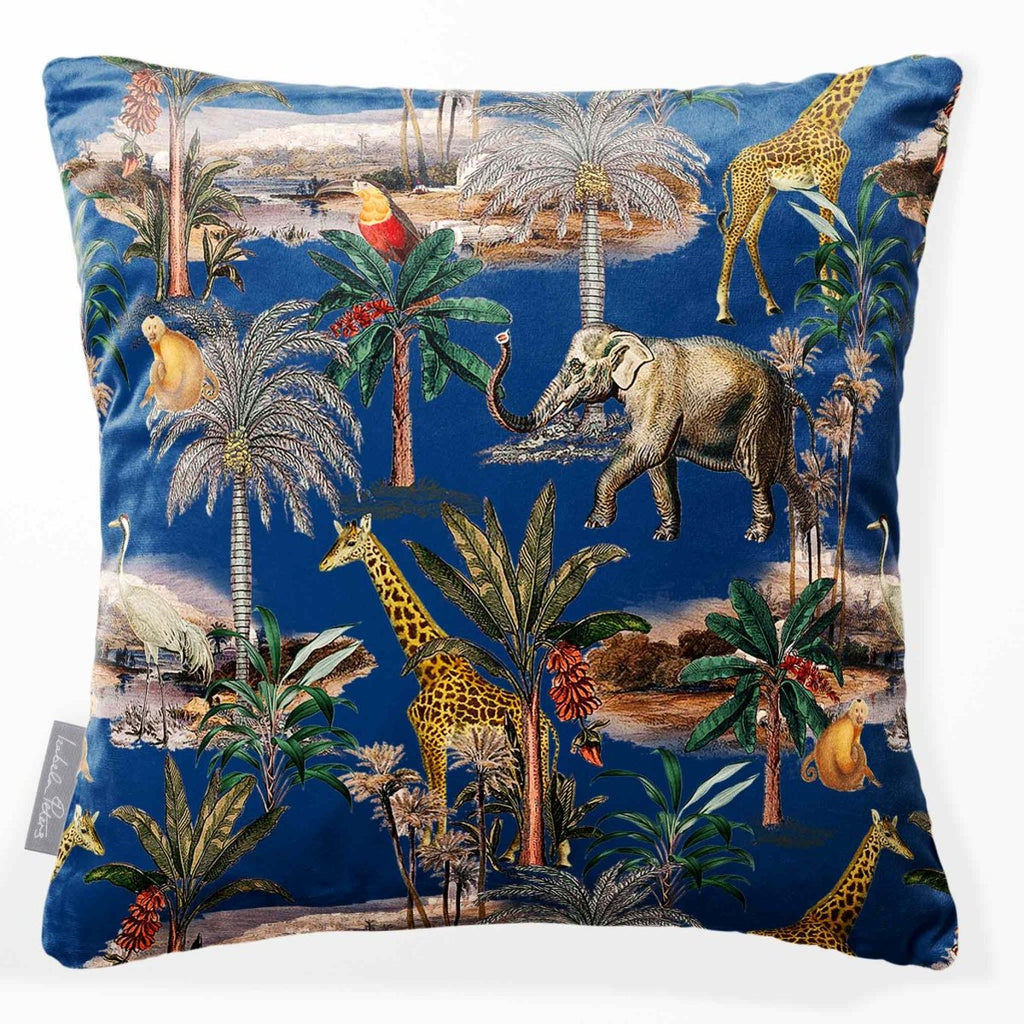 Safari Voyage | Sustainable Velvet Cushion - Estate Blue 40 x 40 cm Smooth by Izabela Peters