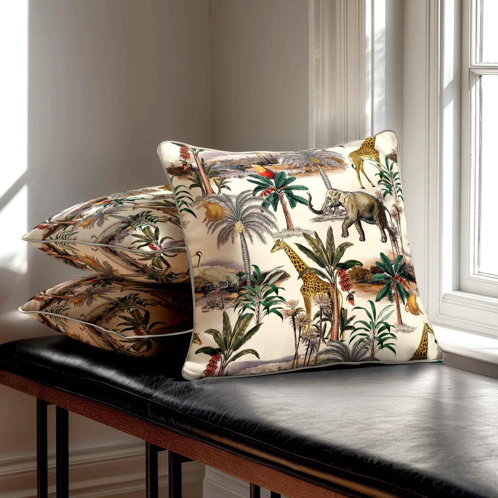 Safari Voyage | Sustainable Velvet Cushion - Ivory Cream 40 x 40 cm Standard by Izabela Peters