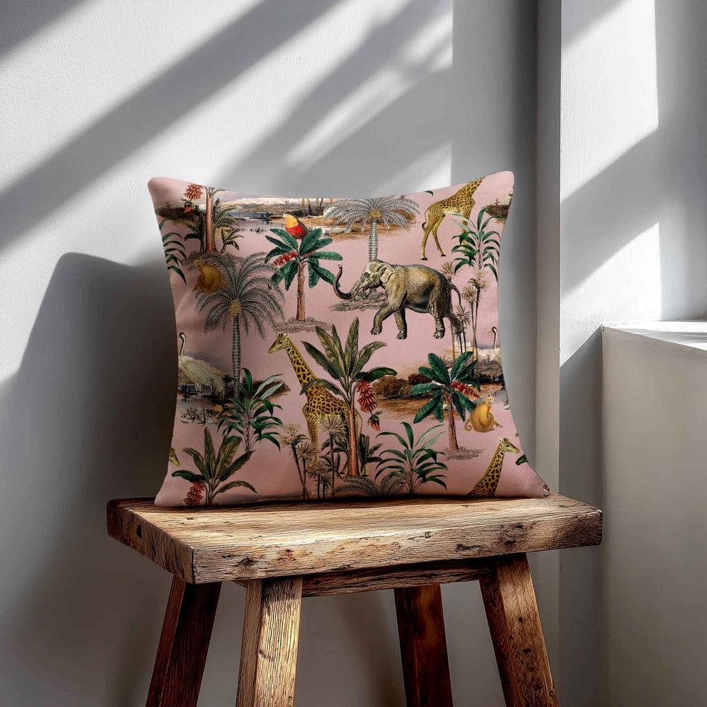 Safari Voyage | Sustainable Velvet Cushion - Rosewater 40 x 40 cm Standard by Izabela Peters