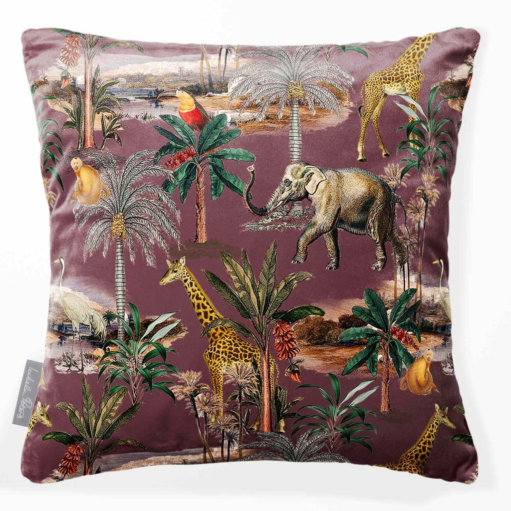 Safari Voyage | Sustainable Velvet Cushion - Italian Grape 40 x 40 cm Smooth by Izabela Peters
