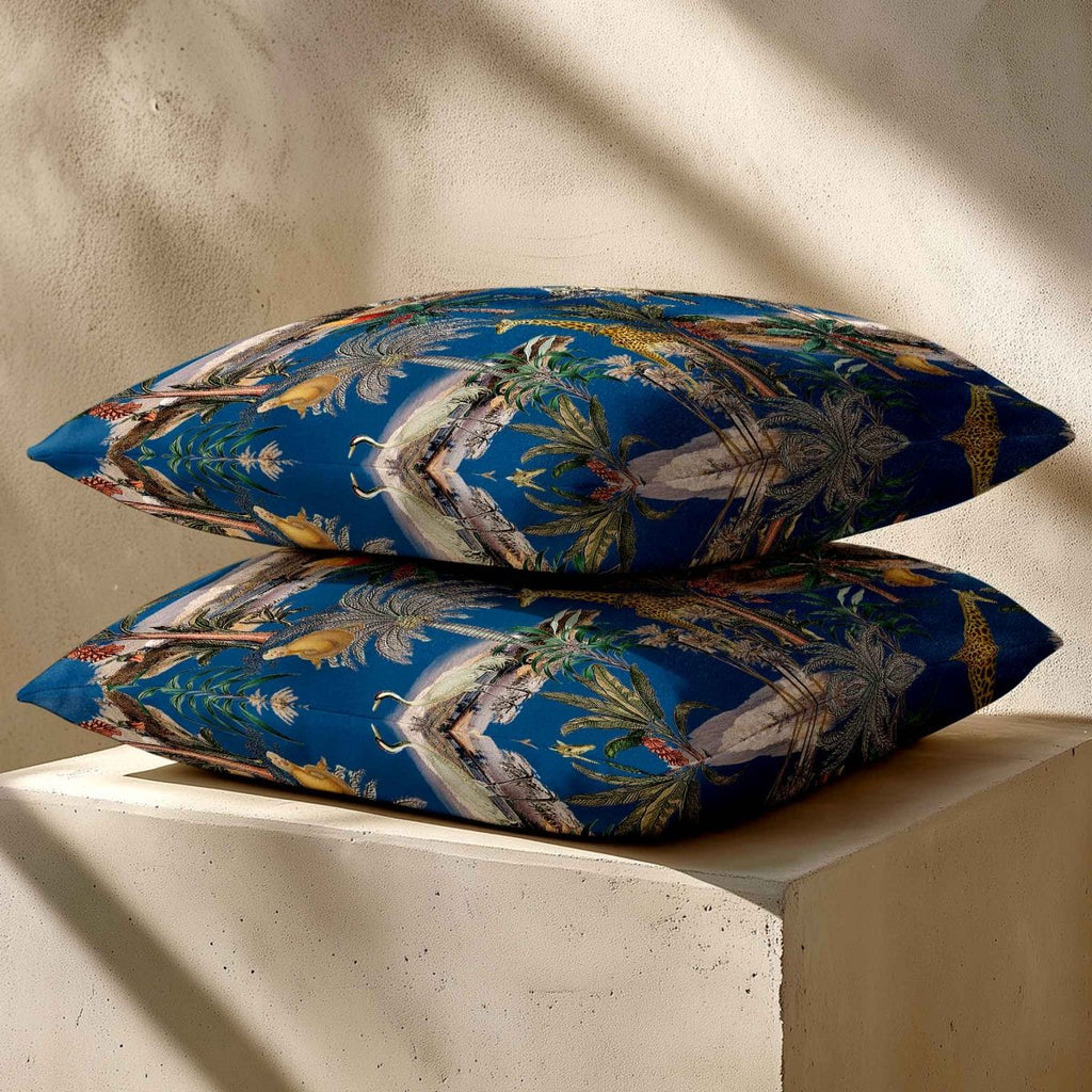 Safari Voyage | Sustainable Velvet Cushion - Estate Blue 40 x 40 cm Standard by Izabela Peters