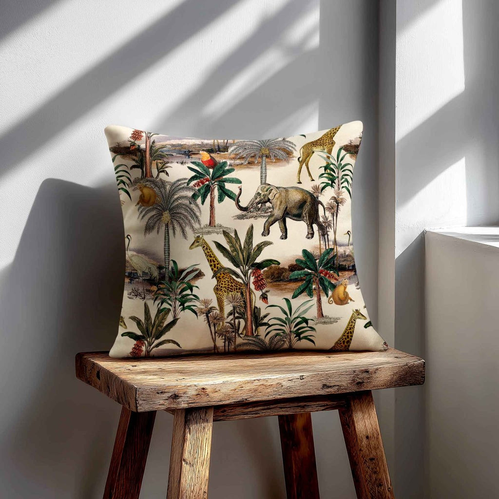 Safari Voyage | Sustainable Velvet Cushion - Ivory Cream 40 x 40 cm Standard by Izabela Peters