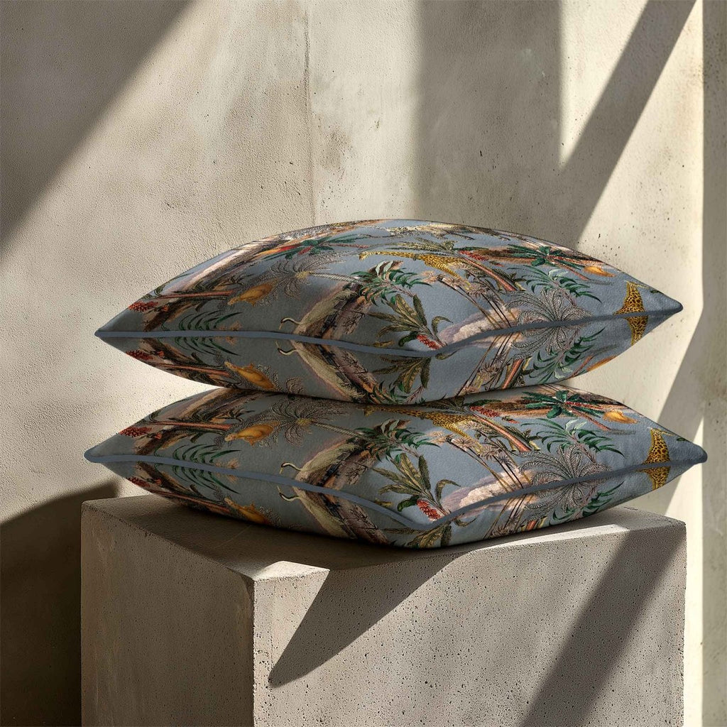Safari Voyage | Sustainable Velvet Cushion - French Grey 40 x 40 cm Piped by Izabela Peters