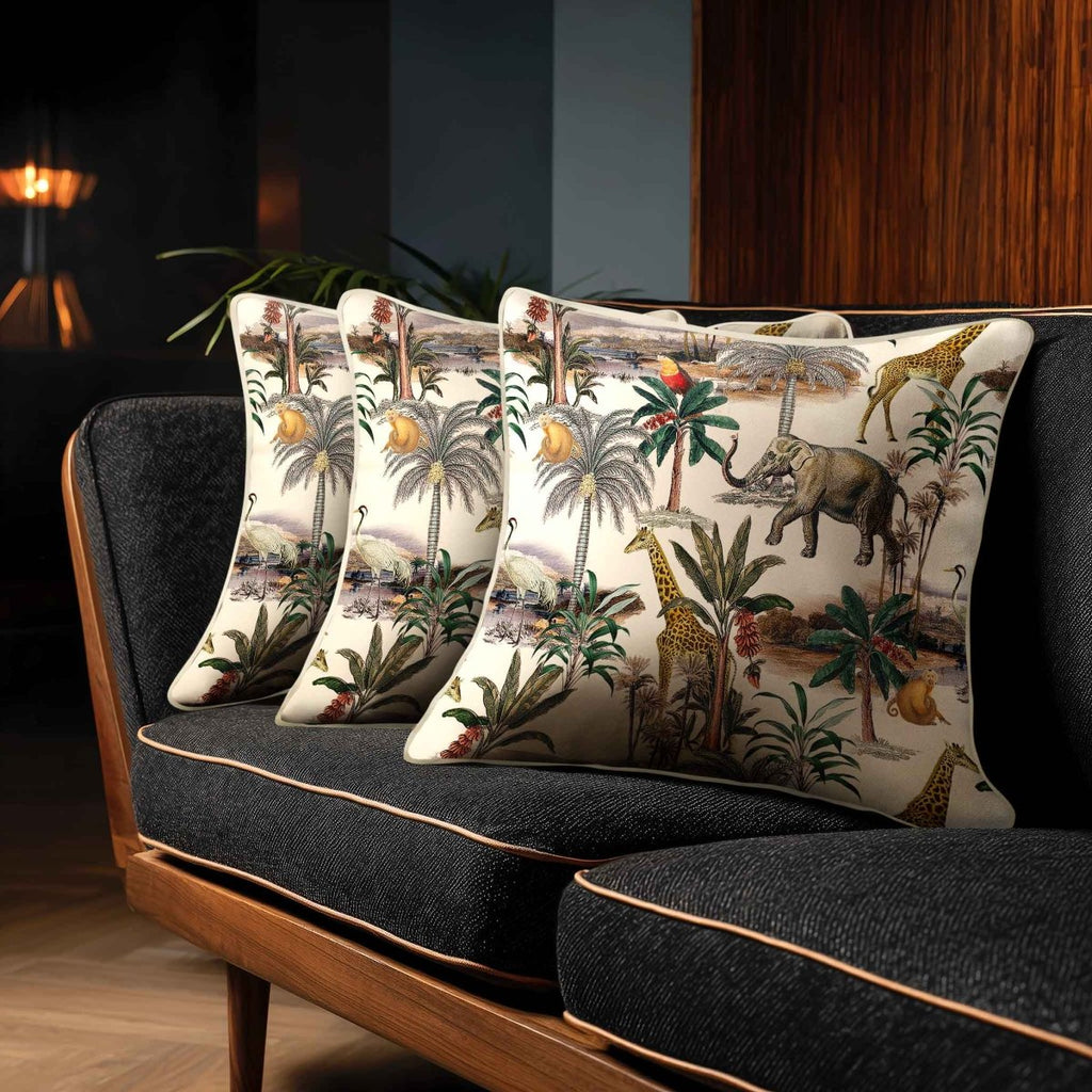 Safari Voyage | Sustainable Velvet Cushion - Ivory Cream 40 x 40 cm Standard by Izabela Peters