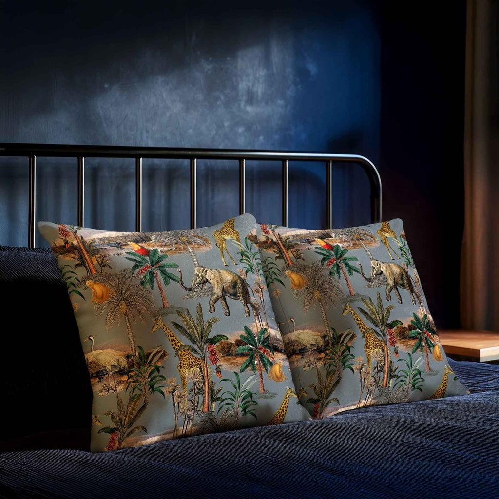 Safari Voyage | Sustainable Velvet Cushion - French Grey 40 x 40 cm Standard by Izabela Peters