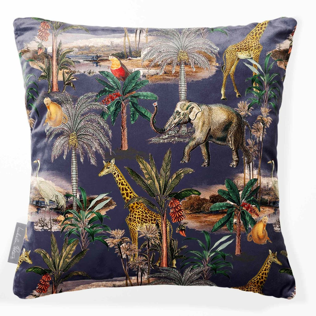 Safari Voyage | Sustainable Velvet Cushion - Graphite 40 x 40 cm Smooth by Izabela Peters