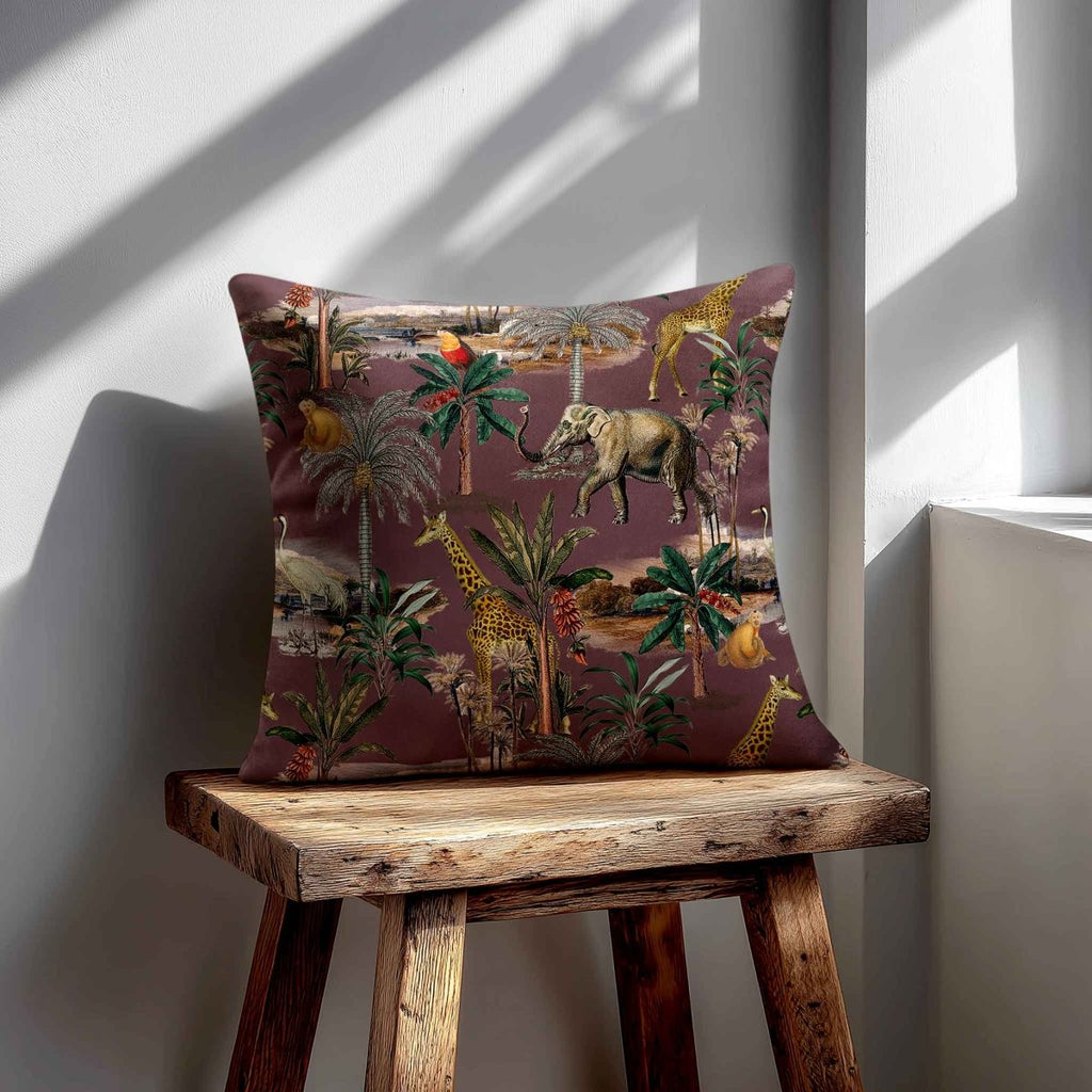 Safari Voyage | Sustainable Velvet Cushion - Italian Grape 40 x 40 cm Standard by Izabela Peters