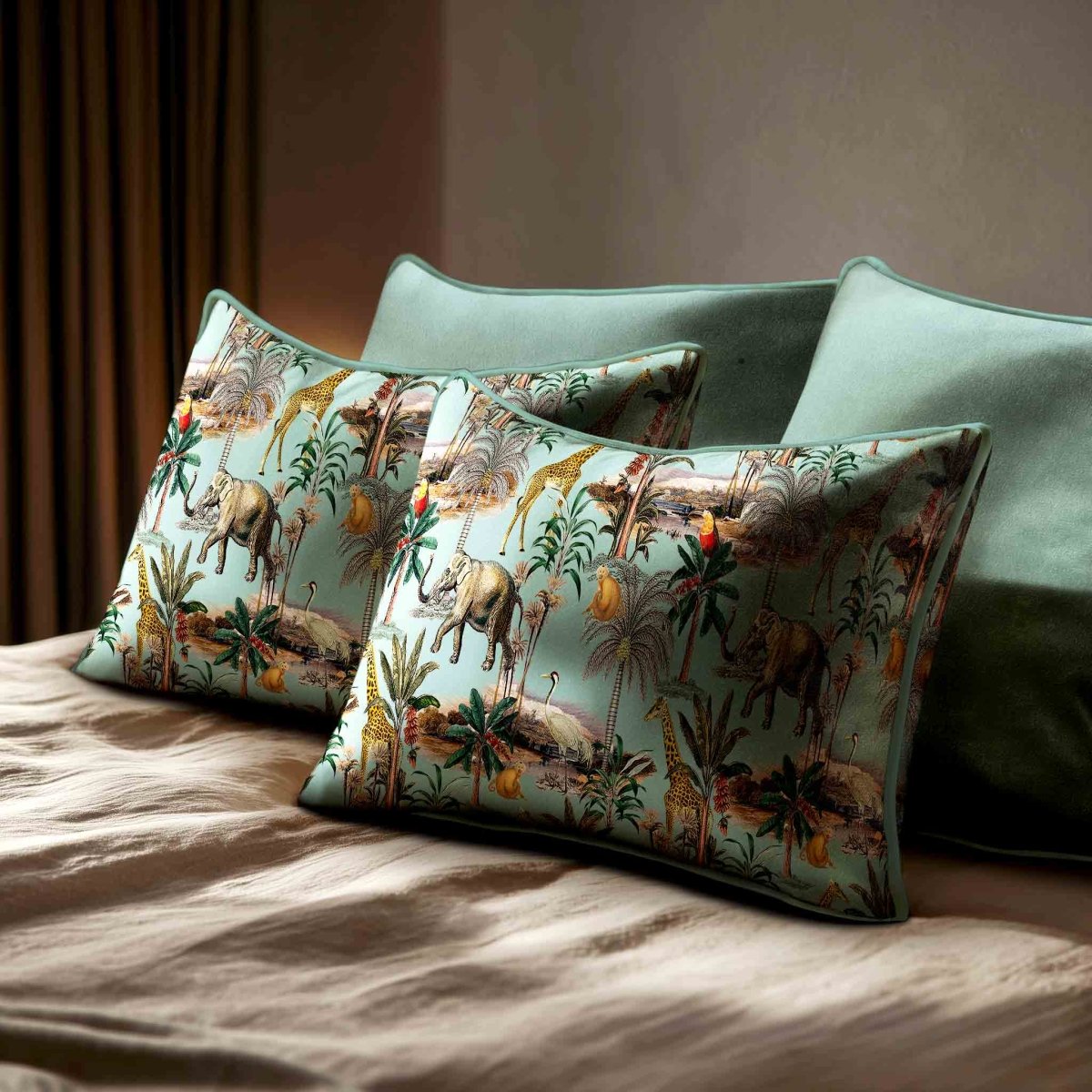 Safari Voyage | Sustainable Velvet Rectangle Cushion - Blue Surf 50 x 30 cm Standard by Izabela Peters
