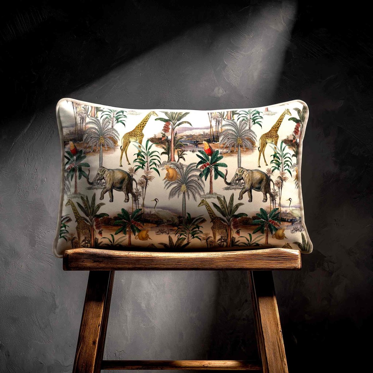 Safari Voyage | Sustainable Velvet Rectangle Cushion - Ivory Cream 50 x 30 cm Standard by Izabela Peters