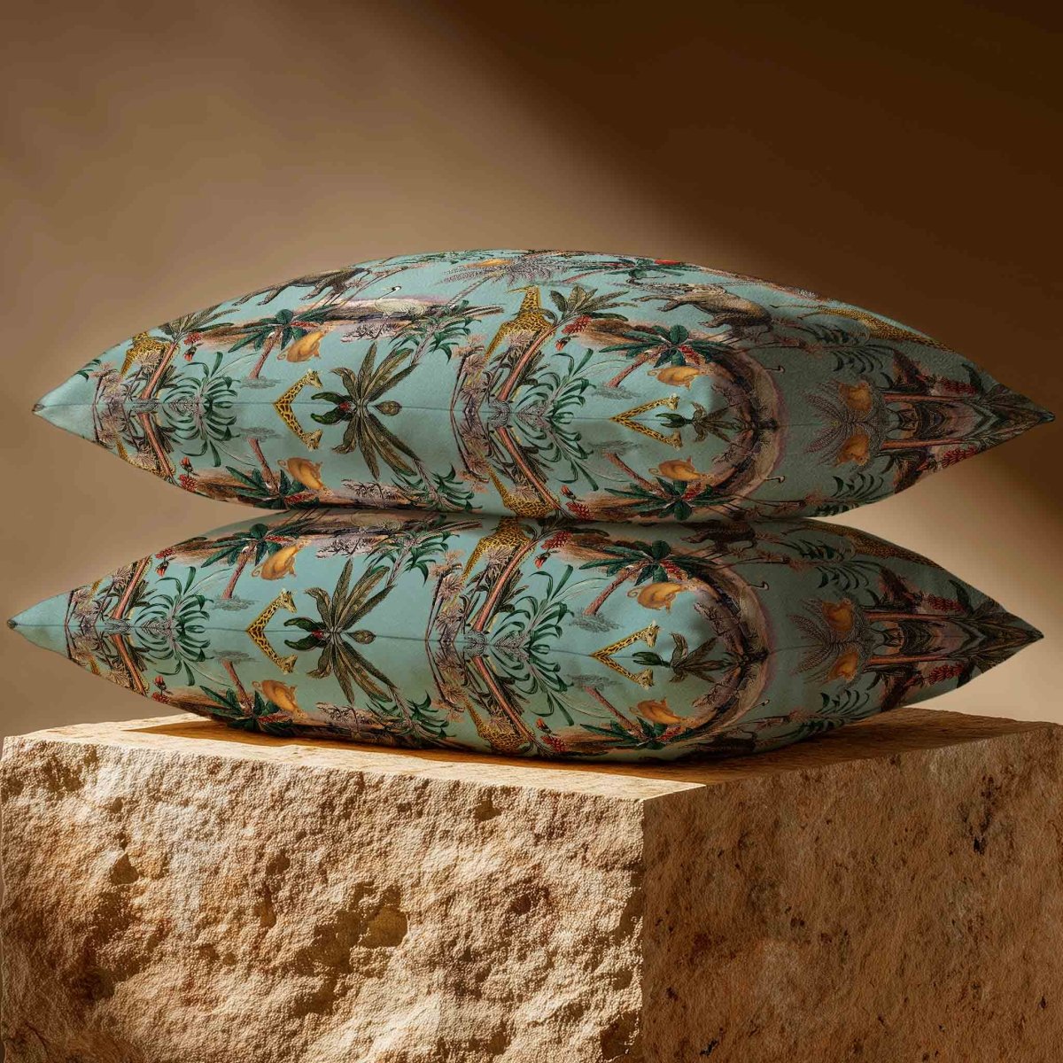 Safari Voyage | Sustainable Velvet Rectangle Cushion - Blue Surf 50 x 30 cm Standard by Izabela Peters