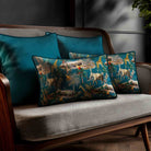 Safari Voyage | Sustainable Velvet Rectangle Cushion - Teal 50 x 30 cm Piped by Izabela Peters
