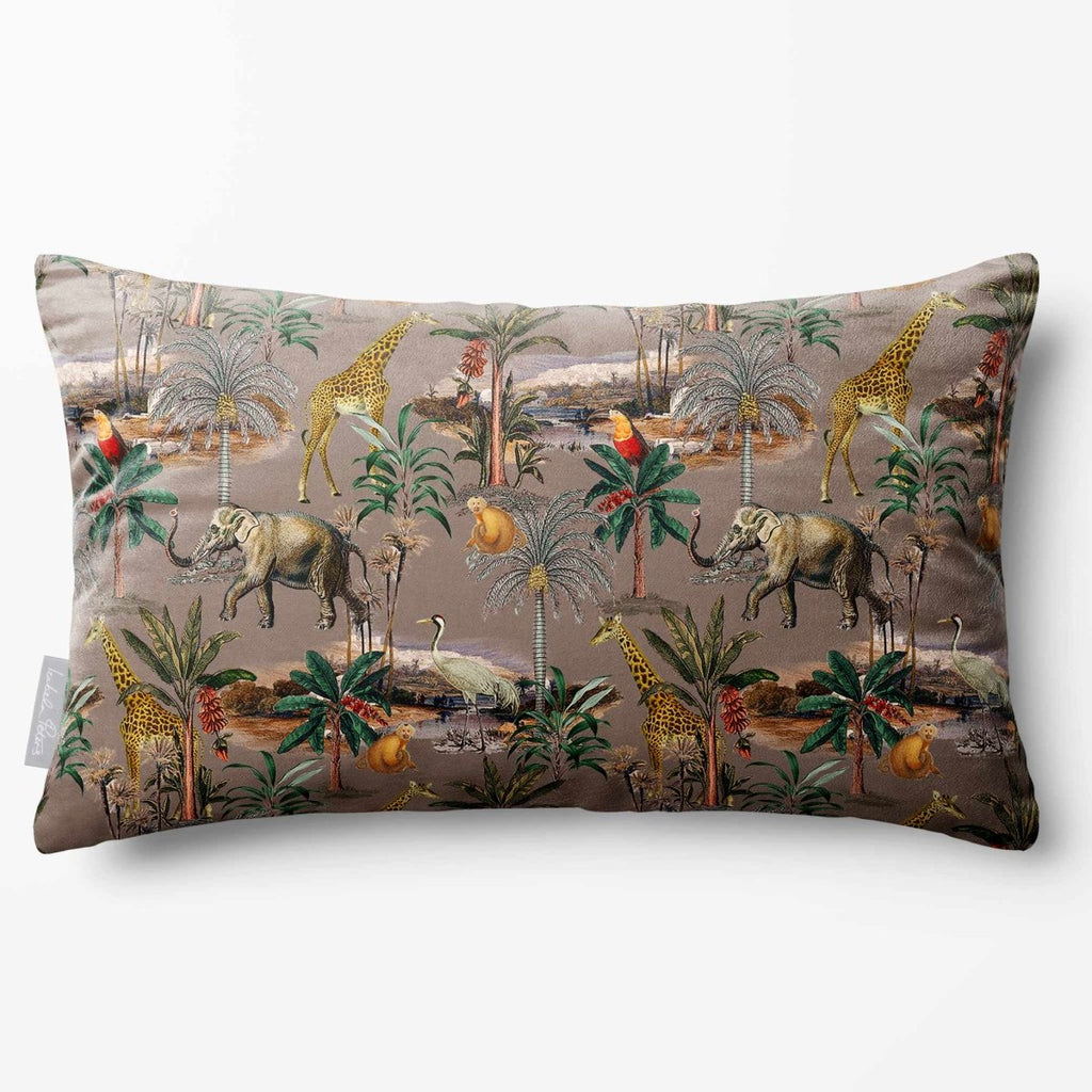 Safari Voyage | Sustainable Velvet Rectangle Cushion - Dovedale Stone 50 x 30 cm Standard by Izabela Peters