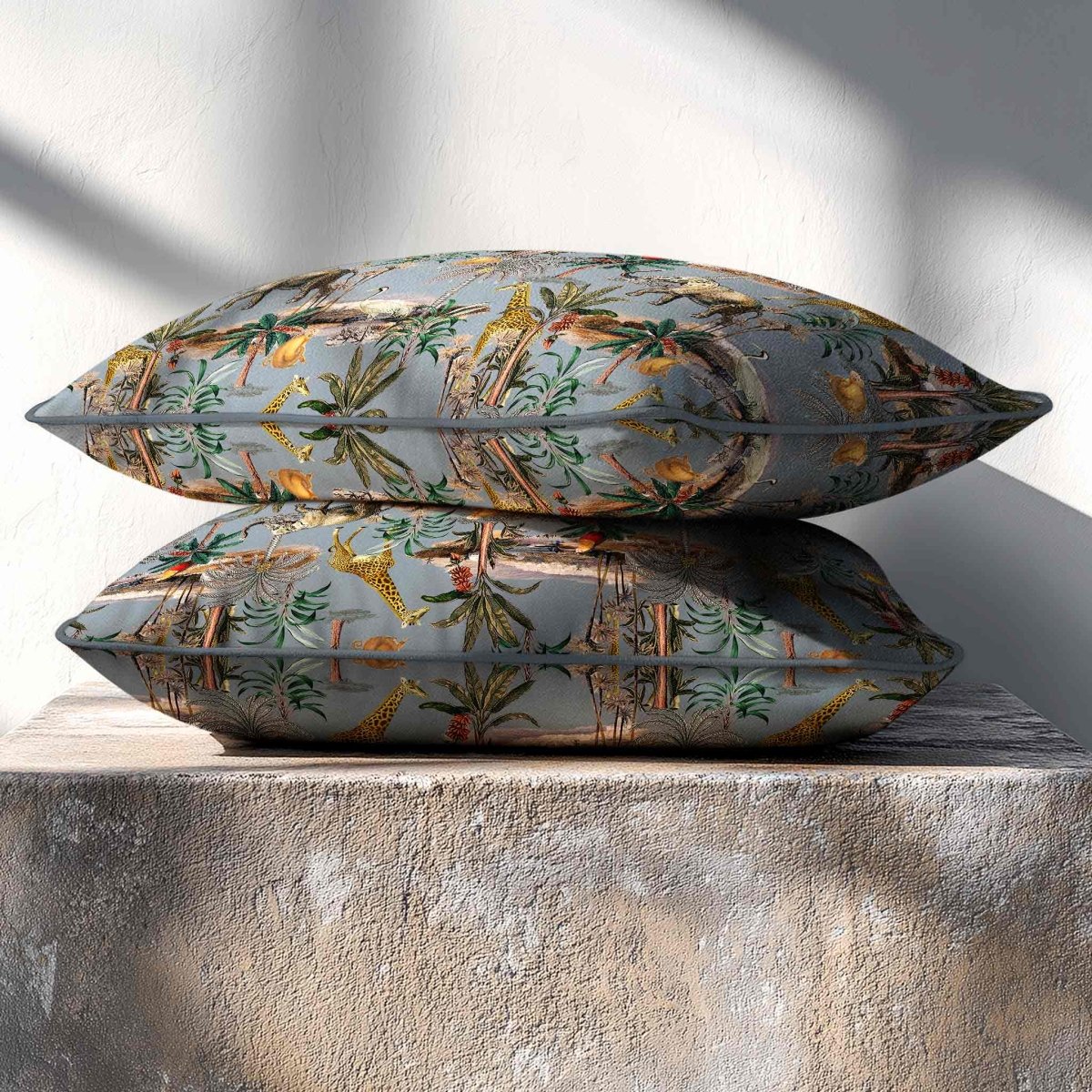 Safari Voyage | Sustainable Velvet Rectangle Cushion - French Grey 50 x 30 cm Standard by Izabela Peters