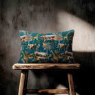 Safari Voyage | Sustainable Velvet Rectangle Cushion - Teal 50 x 30 cm Standard by Izabela Peters