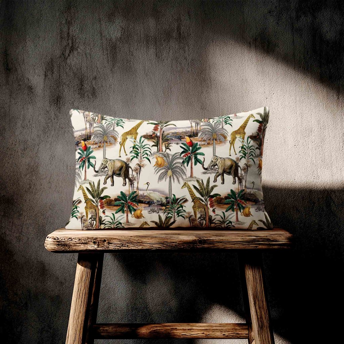 Safari Voyage | Sustainable Velvet Rectangle Cushion - Ivory Cream 50 x 30 cm Standard by Izabela Peters