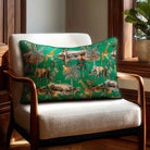 Safari Voyage | Sustainable Velvet Rectangle Cushion - Emerald Green 50 x 30 cm Standard by Izabela Peters