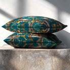 Safari Voyage | Sustainable Velvet Rectangle Cushion - Teal 50 x 30 cm Standard by Izabela Peters