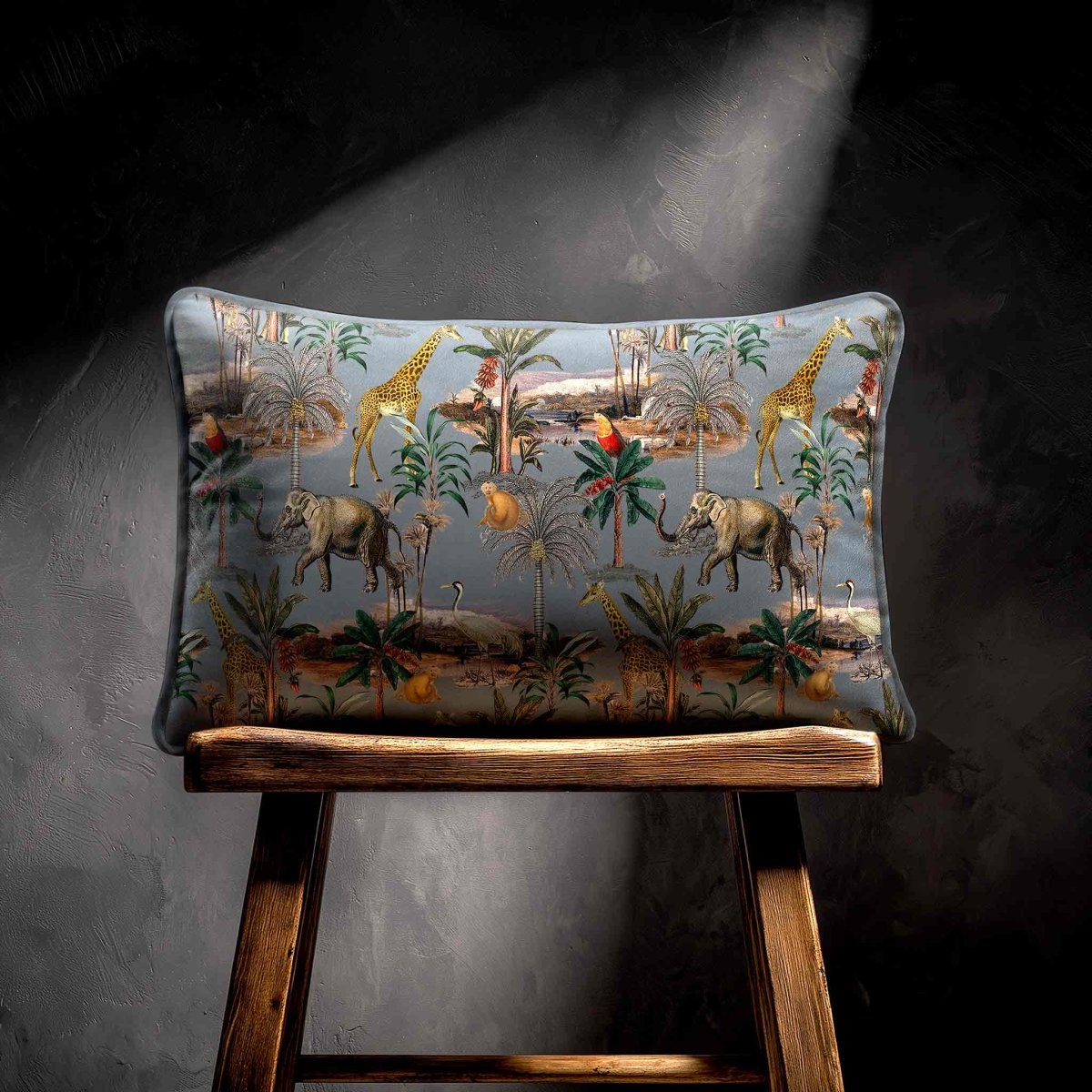 Safari Voyage | Sustainable Velvet Rectangle Cushion - French Grey 50 x 30 cm Standard by Izabela Peters